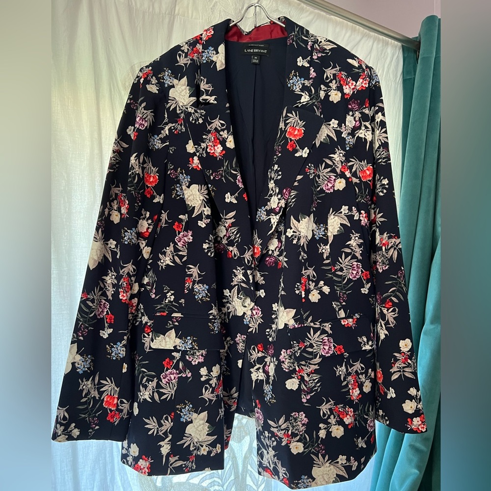 Lane Bryant Navy Floral Blazer